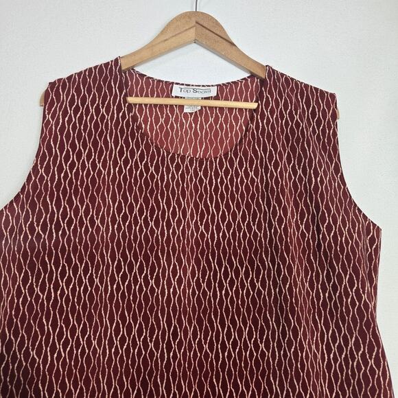 Vintage 90s Top Secret Dress 1XL Burgundy Safari Border Print Midi Maxi - Picture 4 of 14